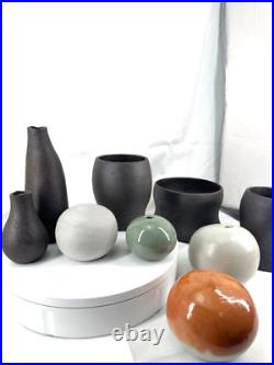 California Erin McGuiness Art Studio Pottery Vase Ceramic Matte Black Wash Glaze