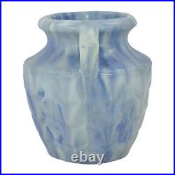 Camark 1930s Vintage Art Deco Pottery Blended Blue Stipple Handled Ceramic Vase
