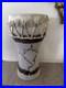 Ceramic Art Pottery Drum Raw Hide Tribal Instrument by PJ Signed