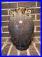 Ceramic Art Pottery Glaze Vase/Crock With Handles Decorative 12.5 Signed