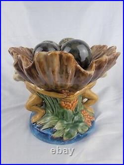 Ceramic Art Pottery Monkey Sea Shell Centerpiece