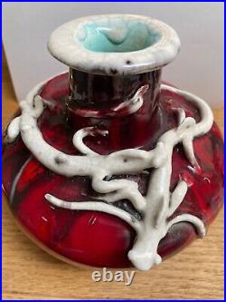 Ceramic Art Pottery Vintage Handmade Vase Red Decorate