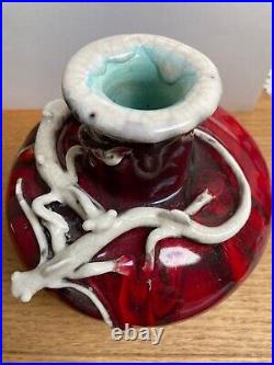 Ceramic Art Pottery Vintage Handmade Vase Red Decorate