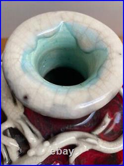 Ceramic Art Pottery Vintage Handmade Vase Red Decorate