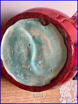 Ceramic Art Pottery Vintage Handmade Vase Red Decorate