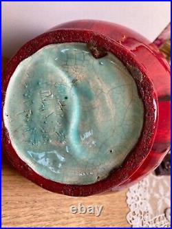 Ceramic Art Pottery Vintage Handmade Vase Red Decorate