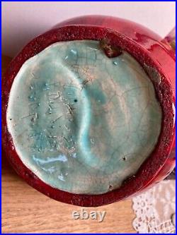 Ceramic Art Pottery Vintage Handmade Vase Red Decorate