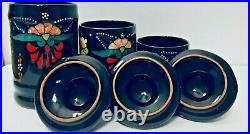 Ceramic Canister Set Mexican Talavera Pottery Black Large Folk Art Kitchen