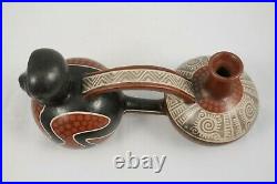 Ceramic Double Monkey Vessel/Jar Pottery Ventura Mexican Folk Art Décor Whistle