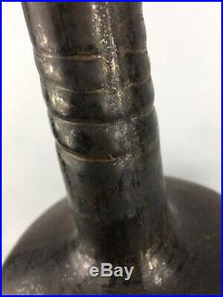 Ceramic Long Neck Vase Matte Black & Bronze Metallic Glaze Studio Art Pottery