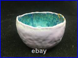 Ceramic Pottery Bowl Purple Teal Glaze Unique Hong Rubenstein Turquoise 2001