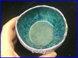 Ceramic Pottery Bowl Purple Teal Glaze Unique Hong Rubenstein Turquoise 2001