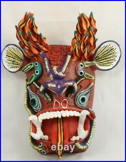 Ceramic/Pottery Devil Mask Mexican Folk Art Collectible Ocumicho Flame Horns