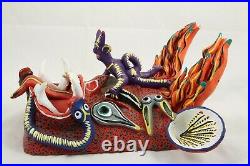 Ceramic/Pottery Devil Mask Mexican Folk Art Collectible Ocumicho Flame Horns