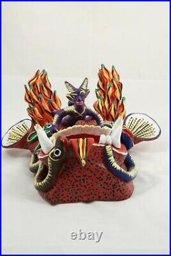 Ceramic/Pottery Devil Mask Mexican Folk Art Collectible Ocumicho Flame Horns