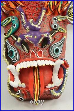 Ceramic/Pottery Devil Mask Mexican Folk Art Collectible Ocumicho Flame Horns