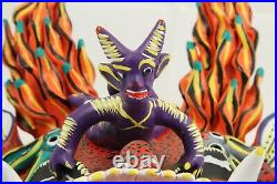 Ceramic/Pottery Devil Mask Mexican Folk Art Collectible Ocumicho Flame Horns