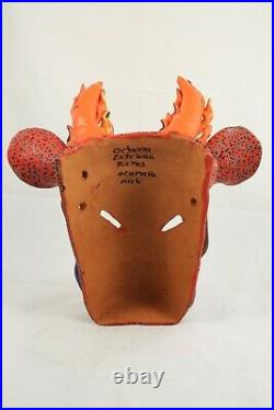 Ceramic/Pottery Devil Mask Mexican Folk Art Collectible Ocumicho Flame Horns