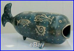 Ceramic Sculpture Whale Handmade Pottery Signed Mexican Fine Folk Art Fiscal