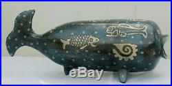Ceramic Sculpture Whale Handmade Pottery Signed Mexican Fine Folk Art Fiscal