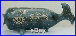 Ceramic Sculpture Whale Handmade Pottery Signed Mexican Fine Folk Art Fiscal