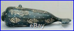 Ceramic Sculpture Whale Handmade Pottery Signed Mexican Fine Folk Art Fiscal