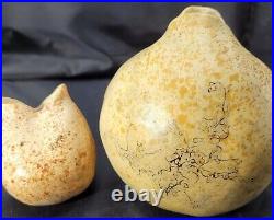 Ceramic Vases 2 Unique Hand Built Studio Art Pottery Pieces Speckled Eclectic