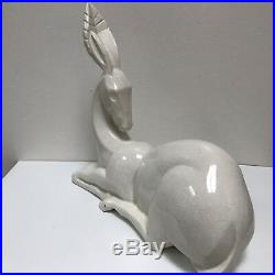 Charles Lemanceau French Art Deco Gazelle Antelope Ceramic Glaze 13.5