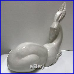 Charles Lemanceau French Art Deco Gazelle Antelope Ceramic Glaze 13.5