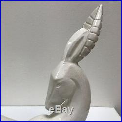 Charles Lemanceau French Art Deco Gazelle Antelope Ceramic Glaze 13.5