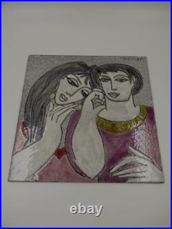 Charles Sucsan Abstract Man & Woman Art Pottery Tile Canadian Art Charles Sucsan Abstract Man & Woman Art Pottery Tile Canadian Art