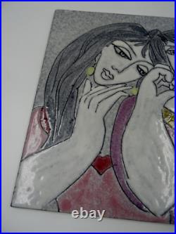 Charles Sucsan Abstract Man & Woman Art Pottery Tile Canadian Art