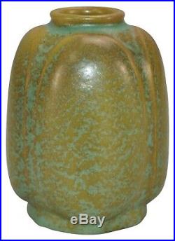 Chicago Crucible Pottery Arts and Crafts Mottled Glaze Large Leaf Ceramic Vase