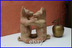 Colima Ceramic Dancing Dogs Mexican Folk Art Aztec Xolo Mesoamerican Dog Pottery