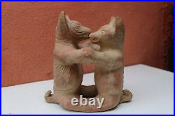 Colima Ceramic Dancing Dogs Mexican Folk Art Aztec Xolo Mesoamerican Dog Pottery