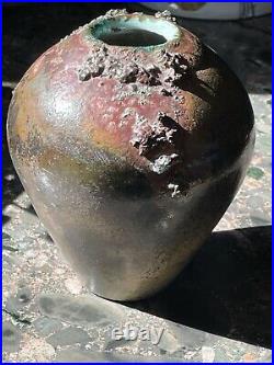 Conrad Weiser North Carolina Studio Raku Ceramic Volcanic Pottery Vase