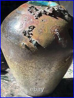 Conrad Weiser North Carolina Studio Raku Ceramic Volcanic Pottery Vase