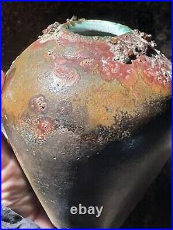 Conrad Weiser North Carolina Studio Raku Ceramic Volcanic Pottery Vase