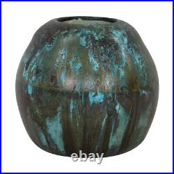 Copper Clad Contemporary Art Pottery Ceramic Ball Vase Artist Signed