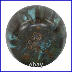 Copper Clad Contemporary Art Pottery Ceramic Ball Vase Artist Signed