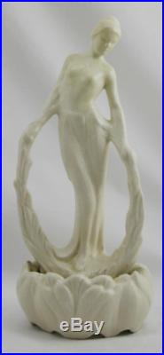 Cowan 10 Art Deco'laurel' Nude Flower Frog 1926 In Old Ivory Glaze