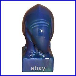 Cowan 1930s Vintage Art Deco Pottery Blue Ceramic Elephant Figurine Paperweight