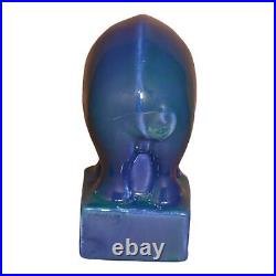 Cowan 1930s Vintage Art Deco Pottery Blue Ceramic Elephant Figurine Paperweight