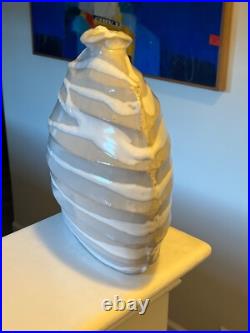 Craig Petey Ceramic Stoneware Round Vase Slip Design Fine Art Studio Pottery