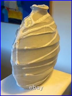 Craig Petey Ceramic Stoneware Round Vase Slip Design Fine Art Studio Pottery