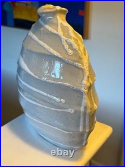 Craig Petey Ceramic Stoneware Round Vase Slip Design Fine Art Studio Pottery