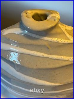 Craig Petey Ceramic Stoneware Round Vase Slip Design Fine Art Studio Pottery