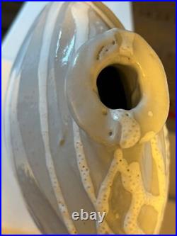 Craig Petey Ceramic Stoneware Round Vase Slip Design Fine Art Studio Pottery