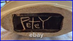 Craig Petey Ceramic Stoneware Round Vase Slip Design Fine Art Studio Pottery