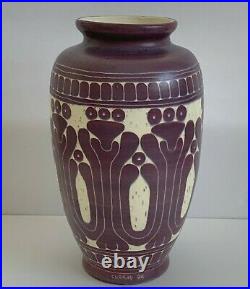 Curras Brothers Signed 1984 Ceramic Art Pottery Deco Vase 12 Tall